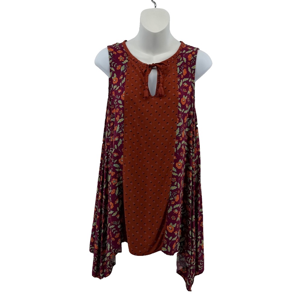 Matilda Jane Floral Cold Shoulder Tunic Top Boho Tassel Keyhole Women's XS